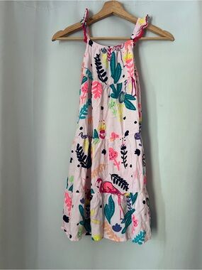 Cat & Jack Pink Floral Leaf Print Sundress with Teal and Navy Accents